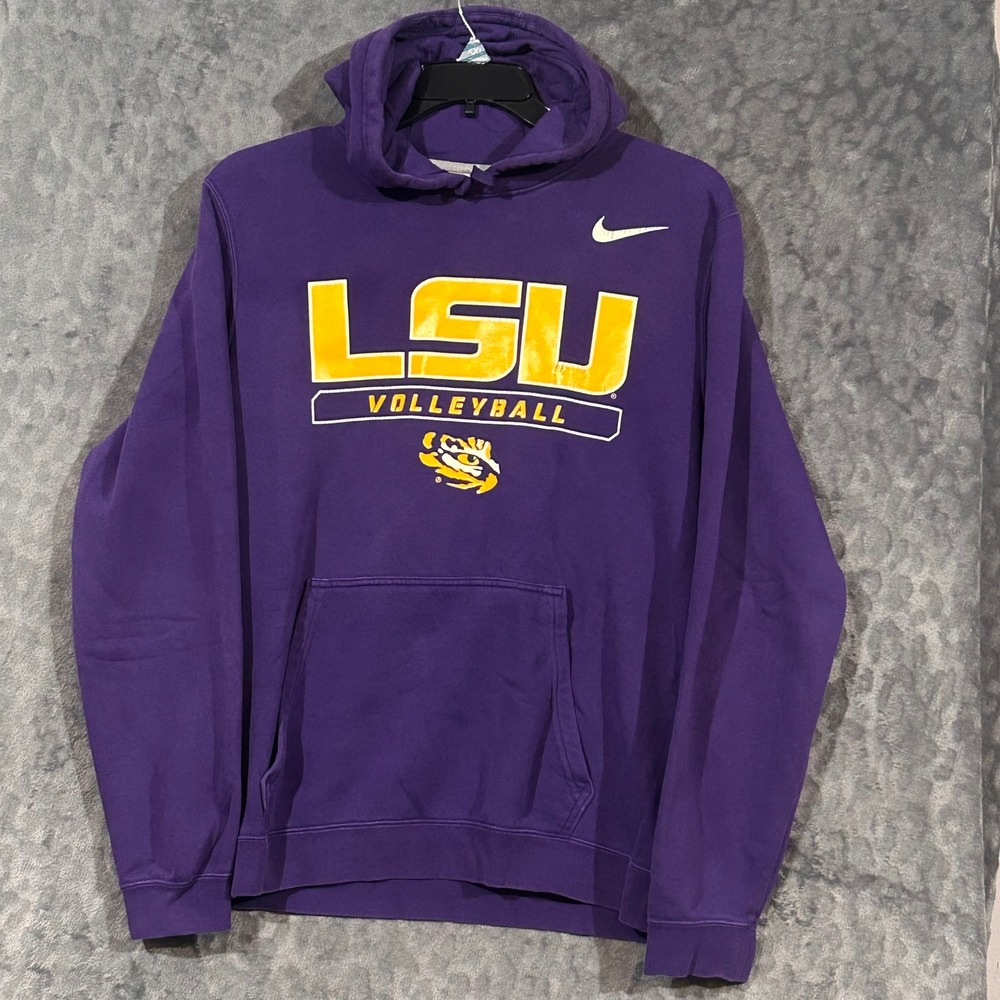 Nike LSU Volleyball Hoodie Purple Mens Large Tigers NCAA Pullover Sweatshirt